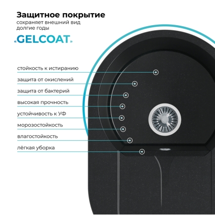 Мойка кухонная POLYGRAN ATOL 760 (космос №316)